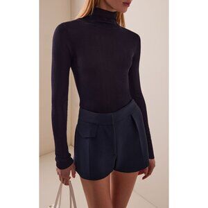 Brandon Maxwell The Cooper Ribbed-Knit Turtleneck Sweater Black Size XS NWT